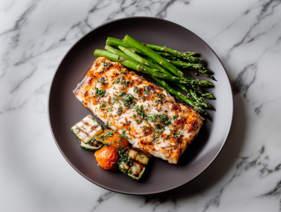 Pregado grelhado com manteiga de ervas